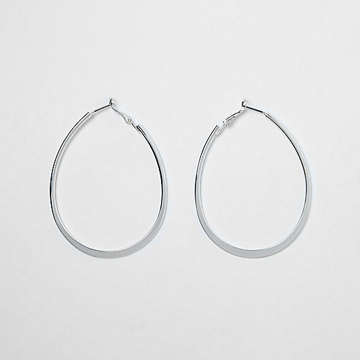 jacques-vertuk Silver tone flat bottom oval hoop earrings 708730 women Jewellery Earrings jacques-vertuk Silver tone flat bottom oval hoop earrings 708730 women Jewellery Earrings