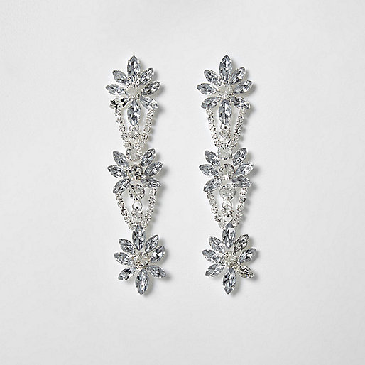 jacques-vertuk Silver tone floral rhinestone drop earrings 702828 women Jewellery Earrings jacques-vertuk Silver tone floral rhinestone drop earrings 702828 women Jewellery Earrings