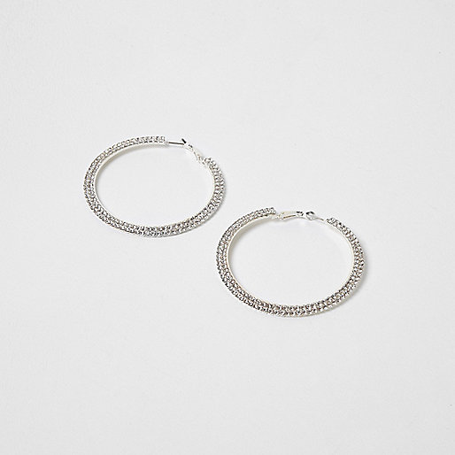 jacques-vertuk Silver tone rhinestone cup chain hoop earrings 708826 women Jewellery Earrings jacques-vertuk Silver tone rhinestone cup chain hoop earrings 708826 women Jewellery Earrings