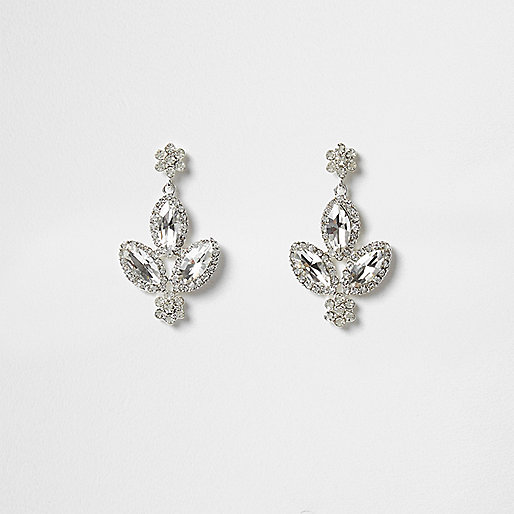 jacques-vertuk Silver tone rhinestone leaf drop earrings 702932 women Jewellery Earrings jacques-vertuk Silver tone rhinestone leaf drop earrings 702932 women Jewellery Earrings