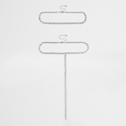 jacques-vertuk Silver tone rhinestone plunge choker pack 703737 women Jewellery Chokers jacques-vertuk Silver tone rhinestone plunge choker pack 703737 women Jewellery Chokers