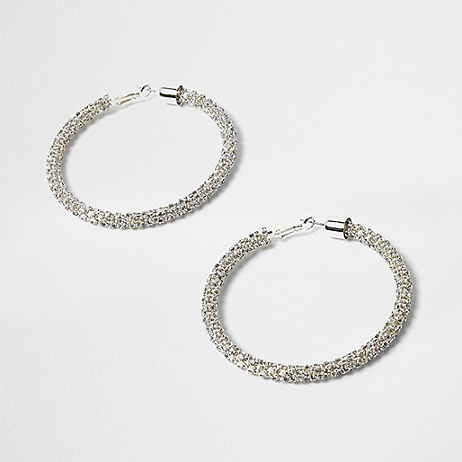 jacques-vertuk Silver tone rhinestone rope hoop earrings 701081 women Jewellery Earrings jacques-vertuk Silver tone rhinestone rope hoop earrings 701081 women Jewellery Earrings
