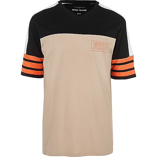 jacques-vertuk Stone print color block oversized T-shirt 300105 men T-Shirts / Vests