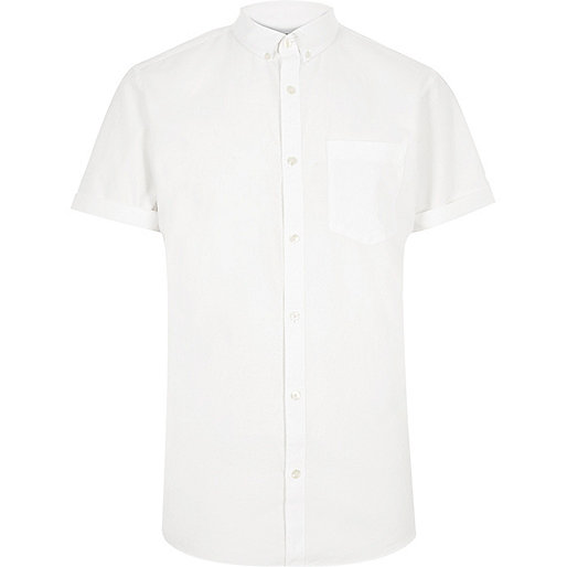 jacques-vertuk White casual short sleeve Oxford shirt 292745 men Shirts Short Sleeve Shirts