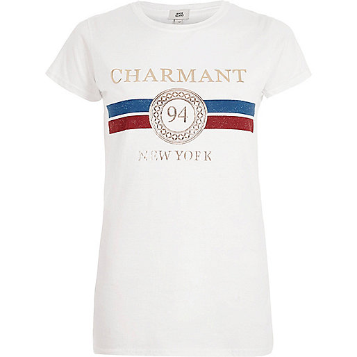 jacques-vertuk White 'charmant' foil print fitted T-shirt 709440 women Tops T-Shirts & Vests Print T-Shirts / Vests jacques-vertuk White 'charmant' foil print fitted T-shirt 709440 women Tops T-Shirts & Vests Print T-Shirts / Vests