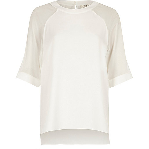 jacques-vertuk White chiffon sleeve top 701562 women Tops Blouses