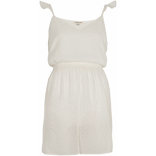 jacques-vertuk White dobby mesh longline frill cami top 700915 women Tops