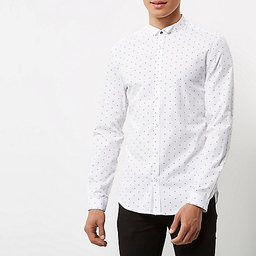 river island sportswear,jacques-vertuk Style White dot print smart slim fit shirt Long Sleeve Shirts Shirts men river island sportswear,jacques-vertuk Style White dot print smart slim fit shirt Long Sleeve Shirts Shirts men