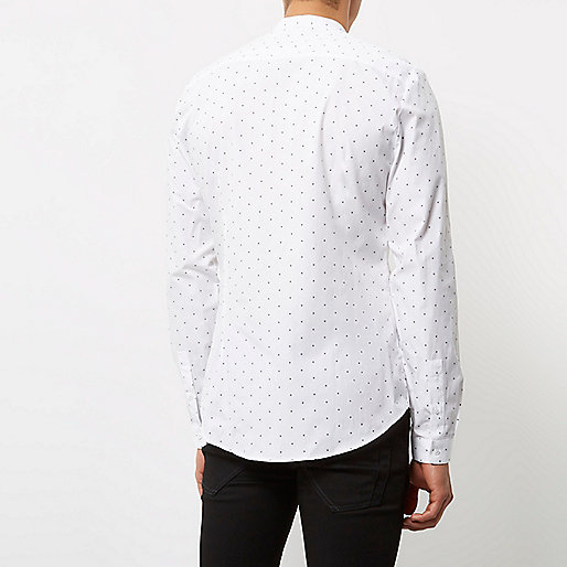 river island sportswear,jacques-vertuk Style White dot print smart slim fit shirt Long Sleeve Shirts Shirts men river island sportswear,jacques-vertuk Style White dot print smart slim fit shirt Long Sleeve Shirts Shirts men