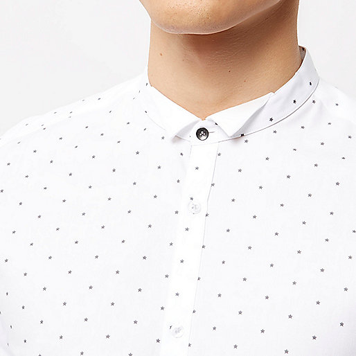 river island sportswear,jacques-vertuk Style White dot print smart slim fit shirt Long Sleeve Shirts Shirts men river island sportswear,jacques-vertuk Style White dot print smart slim fit shirt Long Sleeve Shirts Shirts men