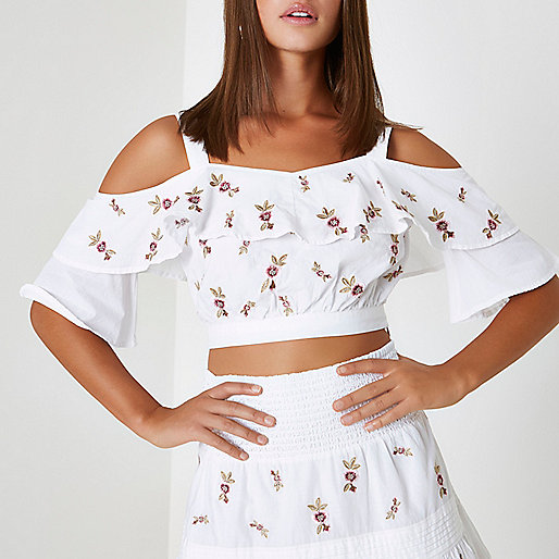 river island plus size tops,jacques-vertuk UK White embroidered cold shoulder crop top women 706311 river island plus size tops,jacques-vertuk UK White embroidered cold shoulder crop top women 706311