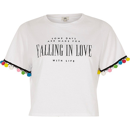 jacques-vertuk White 'falling in love' print pom pom T-shirt 707447 women Tops T-Shirts & Vests Print T-Shirts / Vests jacques-vertuk White 'falling in love' print pom pom T-shirt 707447 women Tops T-Shirts & Vests Print T-Shirts / Vests