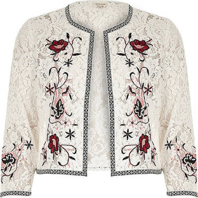 jacques-vertuk White floral embroidered lace bolero jacket 698397 women Coats / Jackets Jackets