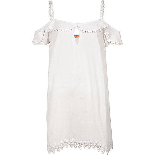 jacques-vertuk White frill cold shoulder beach dress 702536 women Swimwear / Beachwear Kaftans / Cover-Ups jacques-vertuk White frill cold shoulder beach dress 702536 women Swimwear / Beachwear Kaftans / Cover-Ups