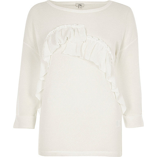 jacques-vertuk White frill front top 708167 women Tops T-Shirts & Vests Plain T-Shirts / Vests jacques-vertuk White frill front top 708167 women Tops T-Shirts & Vests Plain T-Shirts / Vests