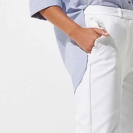 river island t shirts,jacques-vertuk Shop White frill hem cropped pants women 701107 river island t shirts,jacques-vertuk Shop White frill hem cropped pants women 701107
