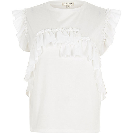 jacques-vertuk White frill T-shirt 704700 women Tops T-Shirts & Vests Plain T-Shirts / Vests jacques-vertuk White frill T-shirt 704700 women Tops T-Shirts & Vests Plain T-Shirts / Vests