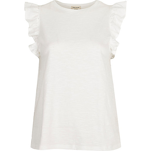 jacques-vertuk White frill trim tank top 696101 women Tops T-Shirts & Vests Plain T-Shirts / Vests jacques-vertuk White frill trim tank top 696101 women Tops T-Shirts & Vests Plain T-Shirts / Vests
