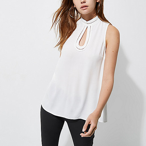 black and white bag river island,jacques-vertuk Mens Outfits White high neck crochet trim sleeveless top Cami / Sleeveless Tops Tops women black and white bag river island,jacques-vertuk Mens Outfits White high neck crochet trim sleeveless top Cami / Sleeveless Tops Tops women