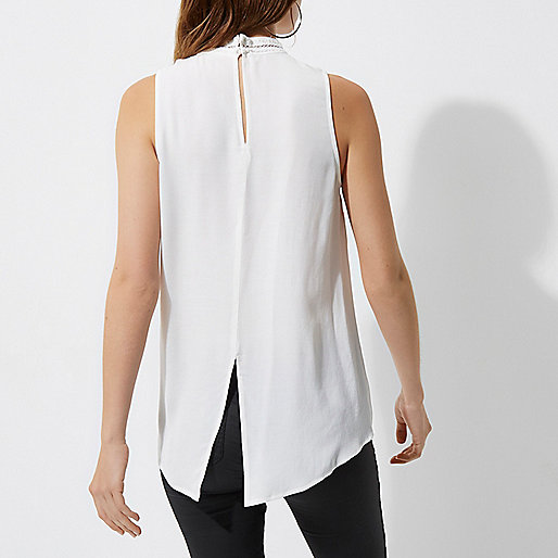 black and white bag river island,jacques-vertuk Mens Outfits White high neck crochet trim sleeveless top Cami / Sleeveless Tops Tops women black and white bag river island,jacques-vertuk Mens Outfits White high neck crochet trim sleeveless top Cami / Sleeveless Tops Tops women