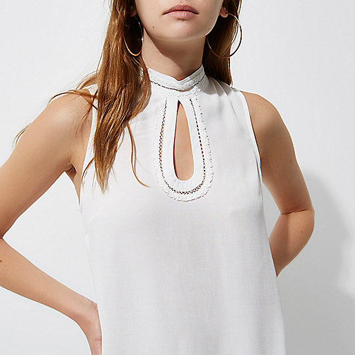 black and white bag river island,jacques-vertuk Mens Outfits White high neck crochet trim sleeveless top Cami / Sleeveless Tops Tops women black and white bag river island,jacques-vertuk Mens Outfits White high neck crochet trim sleeveless top Cami / Sleeveless Tops Tops women