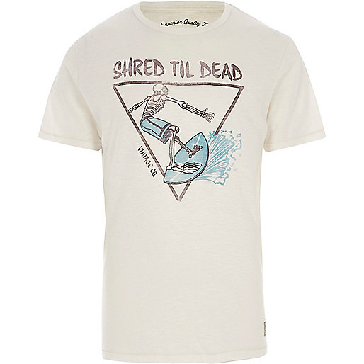 jacques-vertuk White Jack & Jones Vintage skeleton T-shirt 303375 men T-Shirts / Vests Print T-Shirts