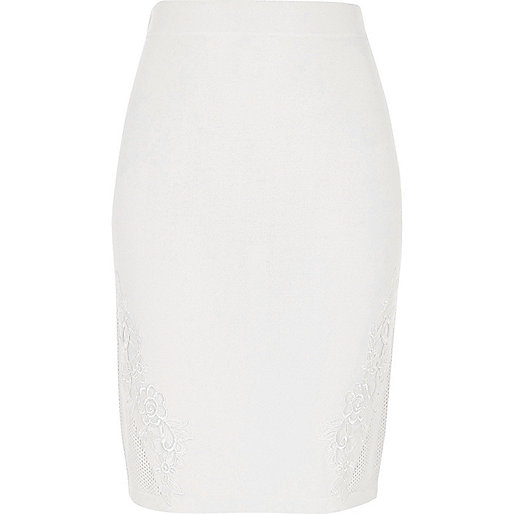 jacques-vertuk White knit floral appliqué bodycon skirt 697806 women Skirts