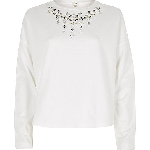 jacques-vertuk White necklace detail cropped sweatshirt 708072 women Tops Hoodies / Sweatshirts jacques-vertuk White necklace detail cropped sweatshirt 708072 women Tops Hoodies / Sweatshirts