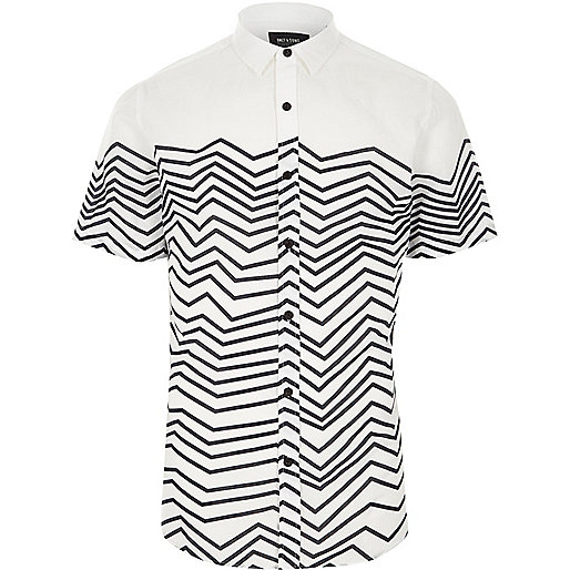 jacques-vertuk White Only & Sons stripe short sleeve shirt 301431 men Shirts Short Sleeve Shirts