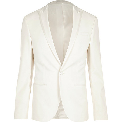 jacques-vertuk White peak lapel skinny fit suit jacket 300695 men Suits Suit Jackets