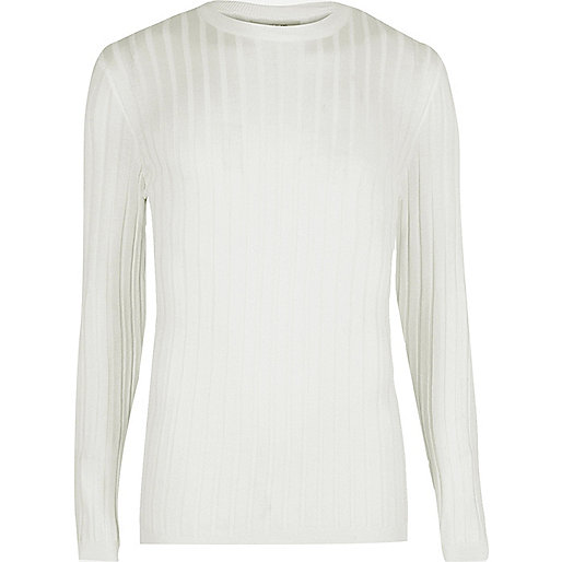jacques-vertuk White ribbed muscle fit sweater 300895 men Jumpers / Cardigans Jumpers