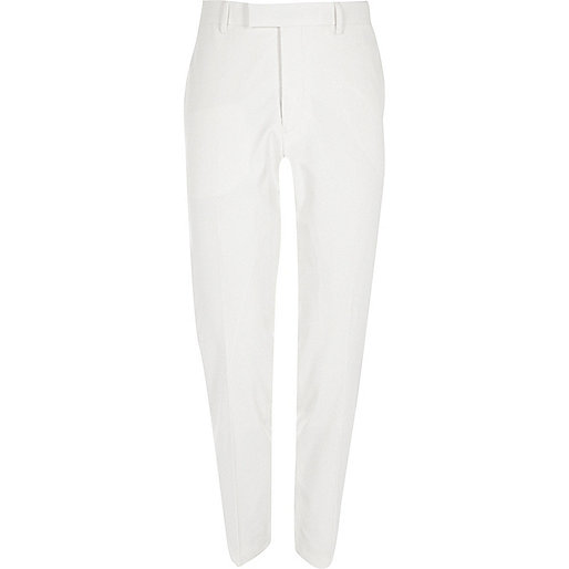 jacques-vertuk White satin trim skinny fit suit pants 300696 men Suits Suit Trousers
