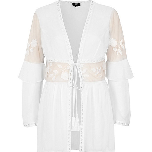 jacques-vertuk White sheer lace embroidered frill robe 702311 women Nightwear & Slippers Pyjamas & Loungewear jacques-vertuk White sheer lace embroidered frill robe 702311 women Nightwear & Slippers Pyjamas & Loungewear