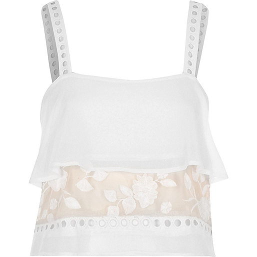 jacques-vertuk White sheer lace insert frill cami pajama top 702309 women Nightwear & Slippers Pyjamas & Loungewear jacques-vertuk White sheer lace insert frill cami pajama top 702309 women Nightwear & Slippers Pyjamas & Loungewear