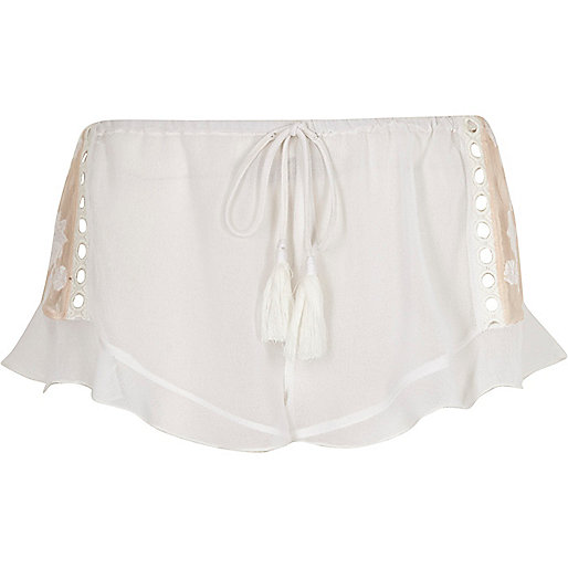 jacques-vertuk White sheer lace insert frill pajama shorts 702310 women Nightwear & Slippers Pyjamas & Loungewear jacques-vertuk White sheer lace insert frill pajama shorts 702310 women Nightwear & Slippers Pyjamas & Loungewear