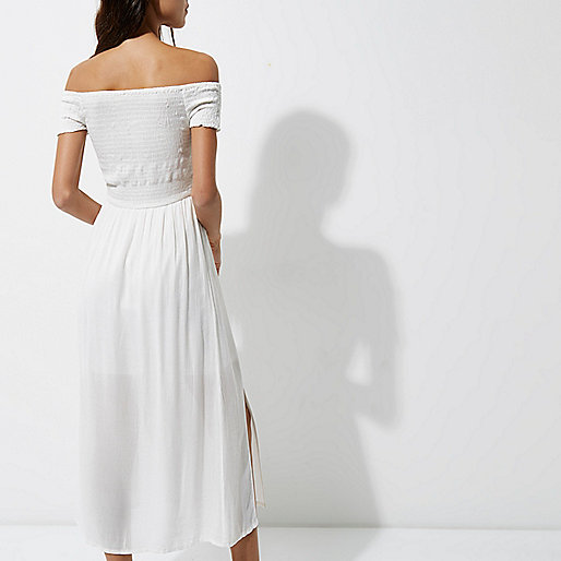 river island navy blue bag,Tiver Usland White shirred bardot maxi dress Vacation Shop Sale women river island navy blue bag,Tiver Usland White shirred bardot maxi dress Vacation Shop Sale women