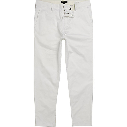 jacques-vertuk White slim fit cropped chino pants 302514 men Trousers Chinos