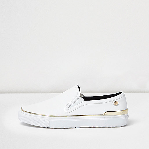 jacques-vertuk White slip on plimsolls 694711 women Shoes / Boots Plimsolls / Trainers