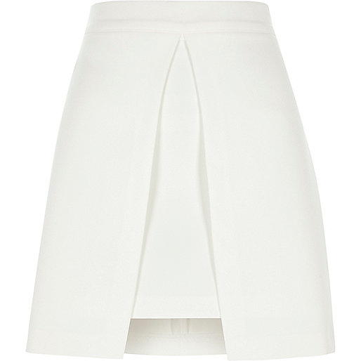 jacques-vertuk White split front A line mini skirt 709532 women Skirts Mini Skirts