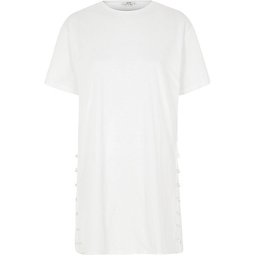 jacques-vertuk White split pearl side oversized T-shirt 709208 women Tops T-Shirts & Vests Plain T-Shirts / Vests jacques-vertuk White split pearl side oversized T-shirt 709208 women Tops T-Shirts & Vests Plain T-Shirts / Vests