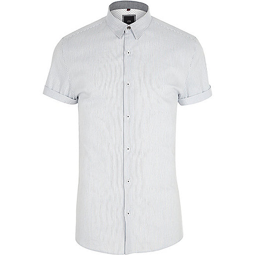 jacques-vertuk White stripe muscle fit short sleeve shirt 303339 men Shirts Short Sleeve Shirts jacques-vertuk White stripe muscle fit short sleeve shirt 303339 men Shirts Short Sleeve Shirts