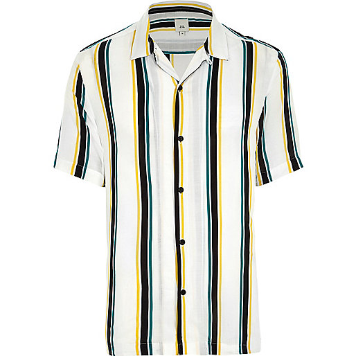 jacques-vertuk White stripe short sleeve casual shirt 302123 men Shirts Short Sleeve Shirts