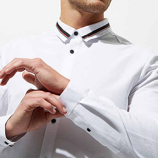 river island pouchette,jacques-vertuk Sale White tape collar slim fit shirt men 302264 river island pouchette,jacques-vertuk Sale White tape collar slim fit shirt men 302264