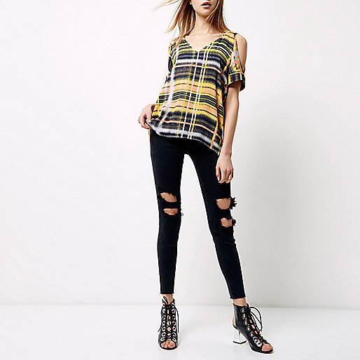 river island blue mid rise flared jeans,jacques-vertuk Ireland Yellow check print cold shoulder oversized to women 700847 river island blue mid rise flared jeans,jacques-vertuk Ireland Yellow check print cold shoulder oversized to women 700847