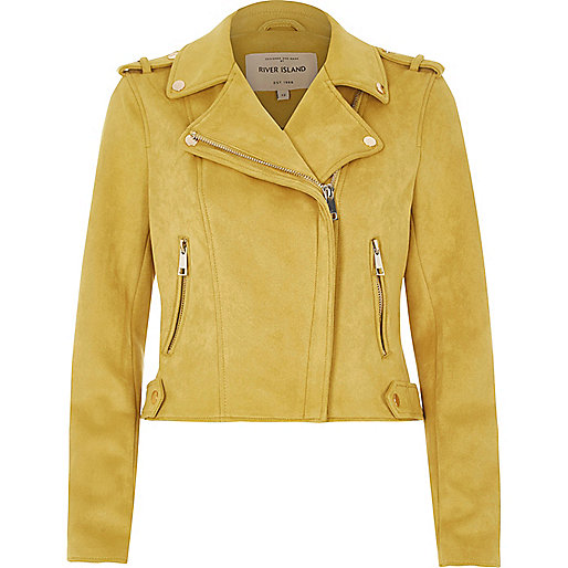 jacques-vertuk Yellow faux suede biker jacket 702919 women Coats / Jackets Jackets