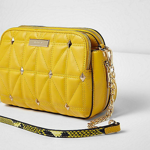 jacques-vertuk Yellow studded cross body quilted bag 706491 women Bags / Purses Cross Body Bags jacques-vertuk Yellow studded cross body quilted bag 706491 women Bags / Purses Cross Body Bags