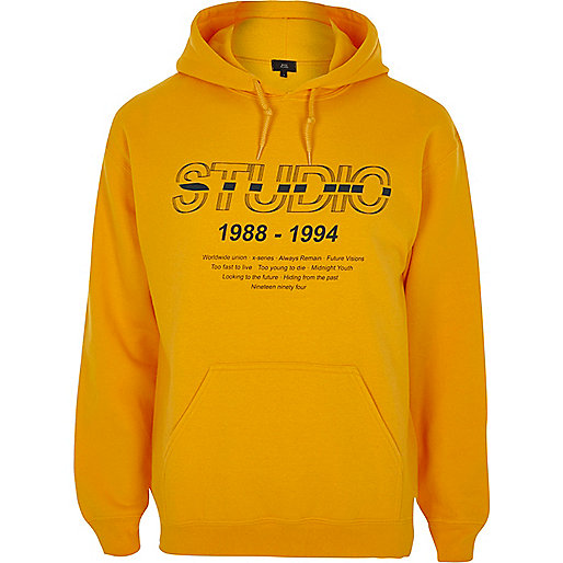 jacques-vertuk Yellow 'studio' print hoodie 303014 men Hoodies / Sweatshirts Hoodies